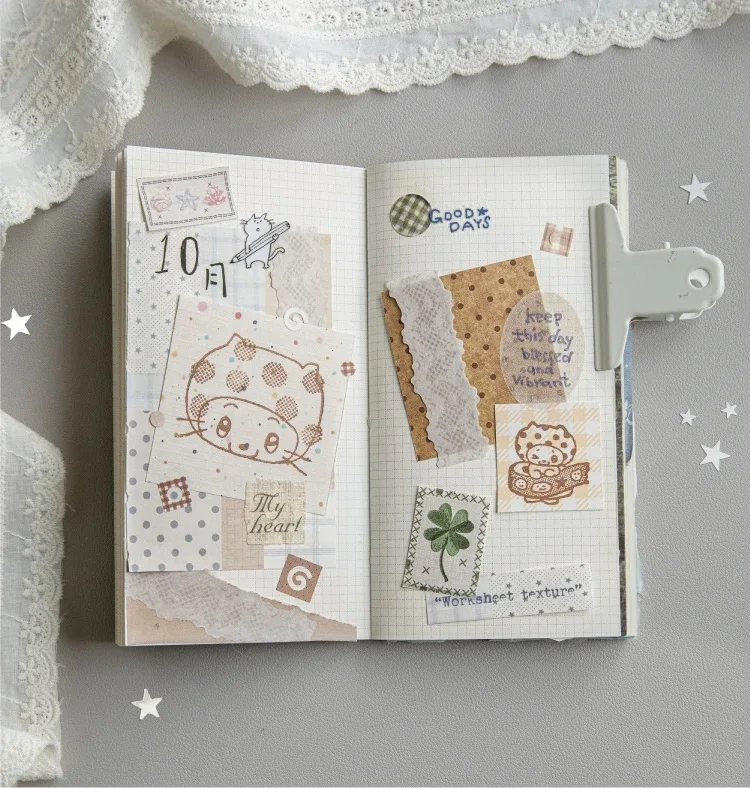 50 Stück Kreatives Kariertes Dekor-Scrapbook Vintage Materialpapier-Set DIY Junk Journal Collage Fotoalbum Retro Hintergrundpapier – Detail 12
