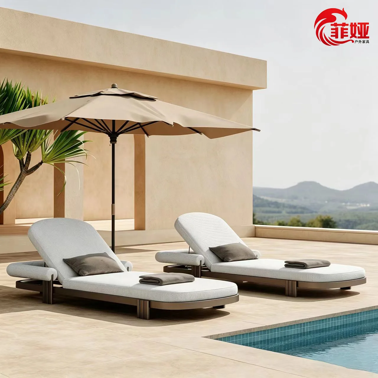 HYS high-grade outdoor lounge chair weathered aluminum alloy waterproof and sunscreen villa hotel outdoor courtyard