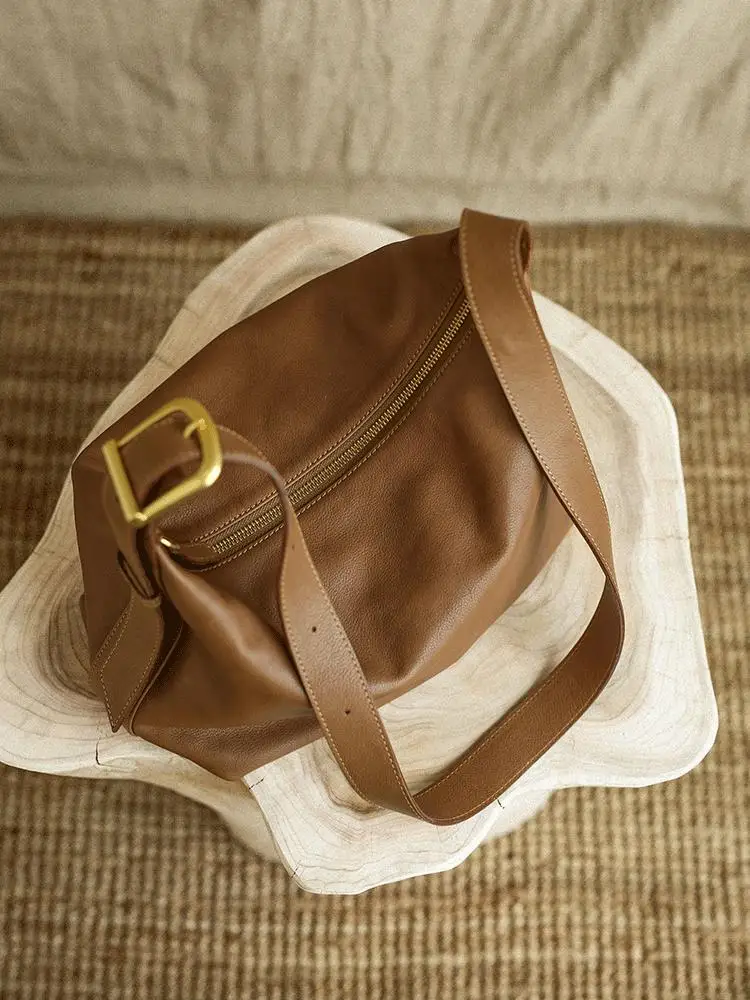 Simple outdoor daily travel natural genuine leather women's shoulder bag casual luxury handmade real cow leather crossbody bags