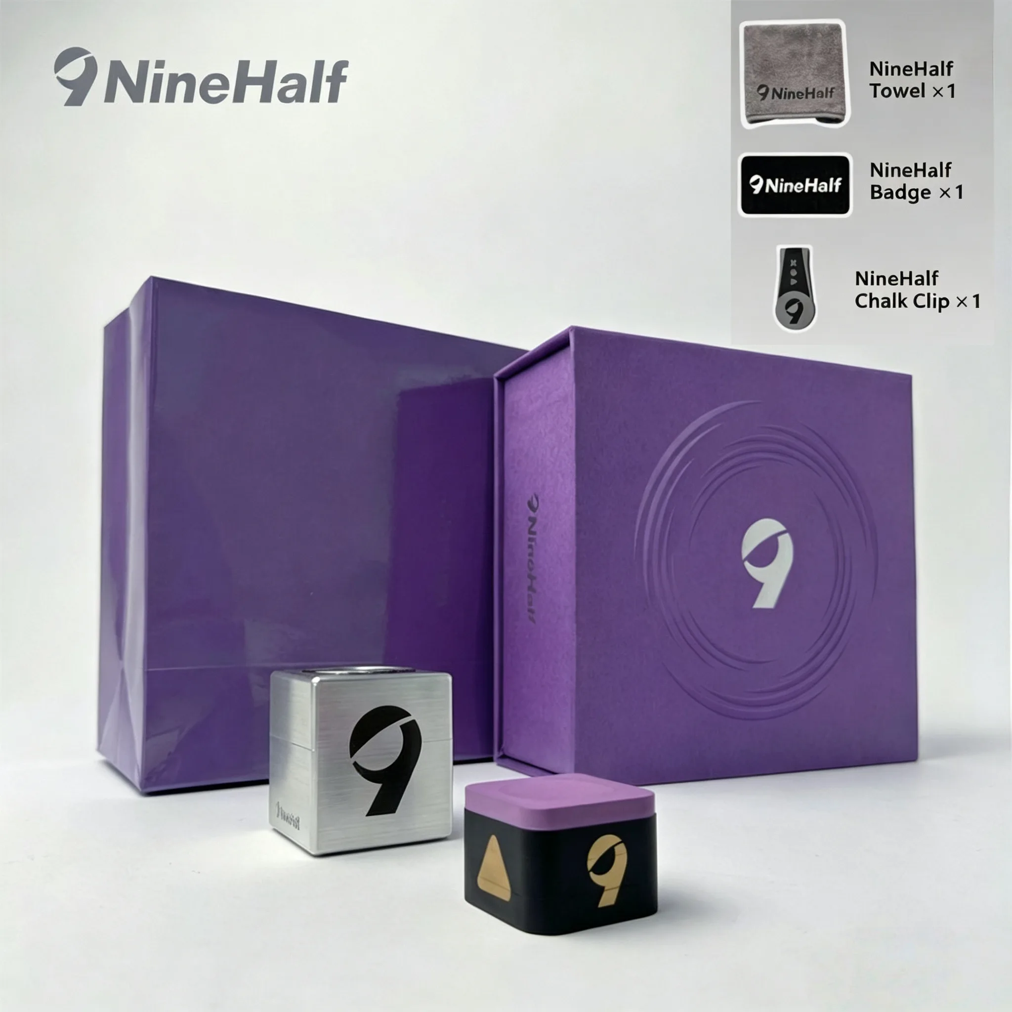 No. 9 Semi-Flame Purple Chalk Powder + Chalk Powder Gift Box Set, Easy to Apply Powder, No Powder Shedding, Dust-Proof Fingertip Spinner