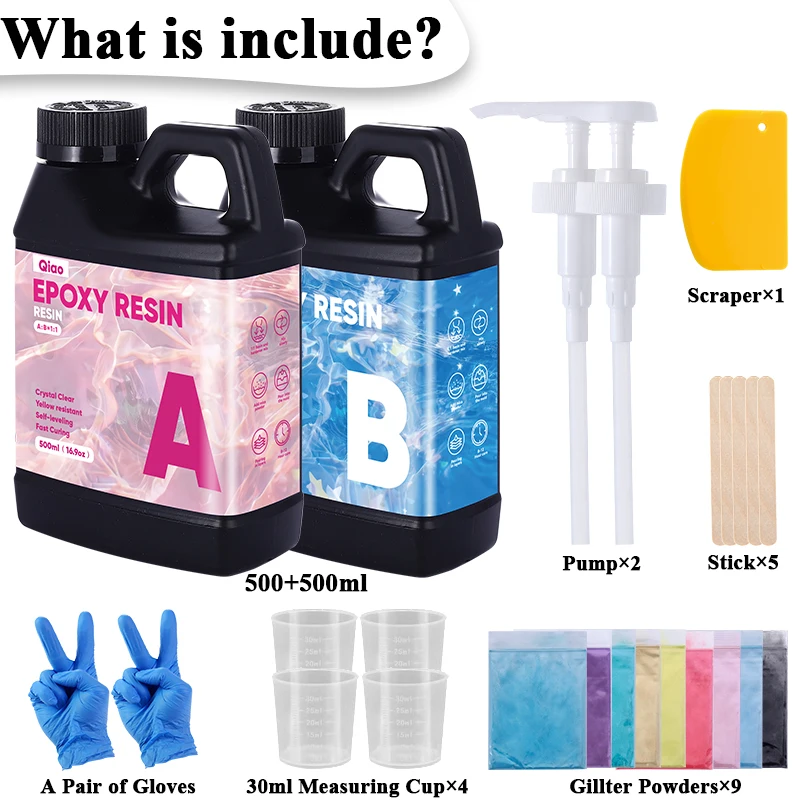 Heat Resistant 1:1 Epoxy Resin Kit Ultra Clear Fast Cure Epoxy Resin for Coasters, Countertops, Bar Tops & Creative Craft Use