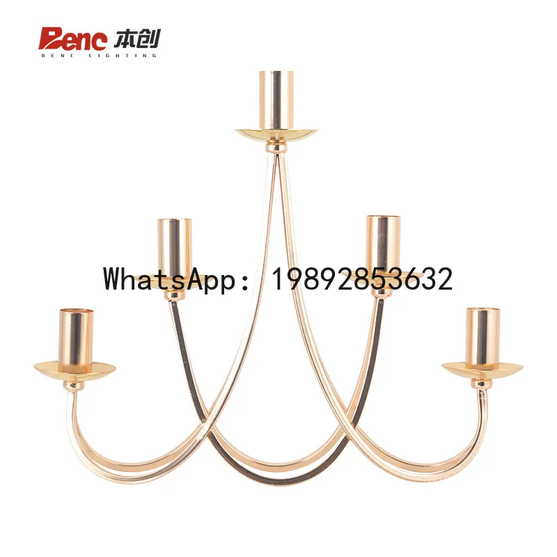 

PYJ simple creative metal candlelight dinner props light luxury line five decorative candle holders - 2pcs