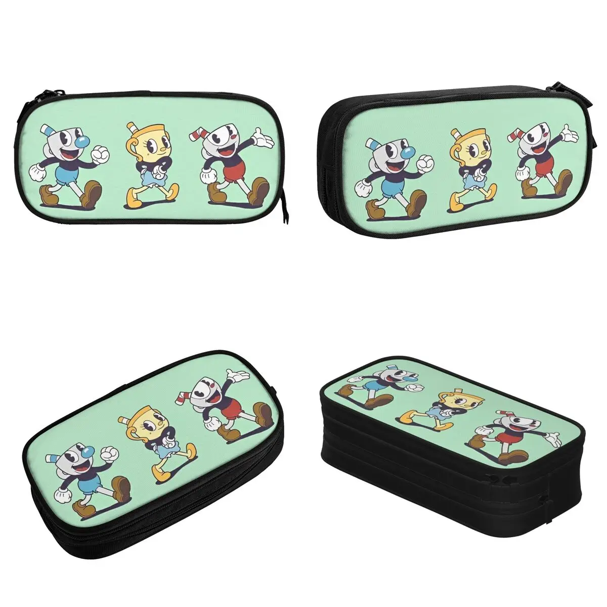 Cuphead Pencil Case Pen Bags Video Game Cute Cups Kids Large Storage School Supplies Cosmetic Pencilcases