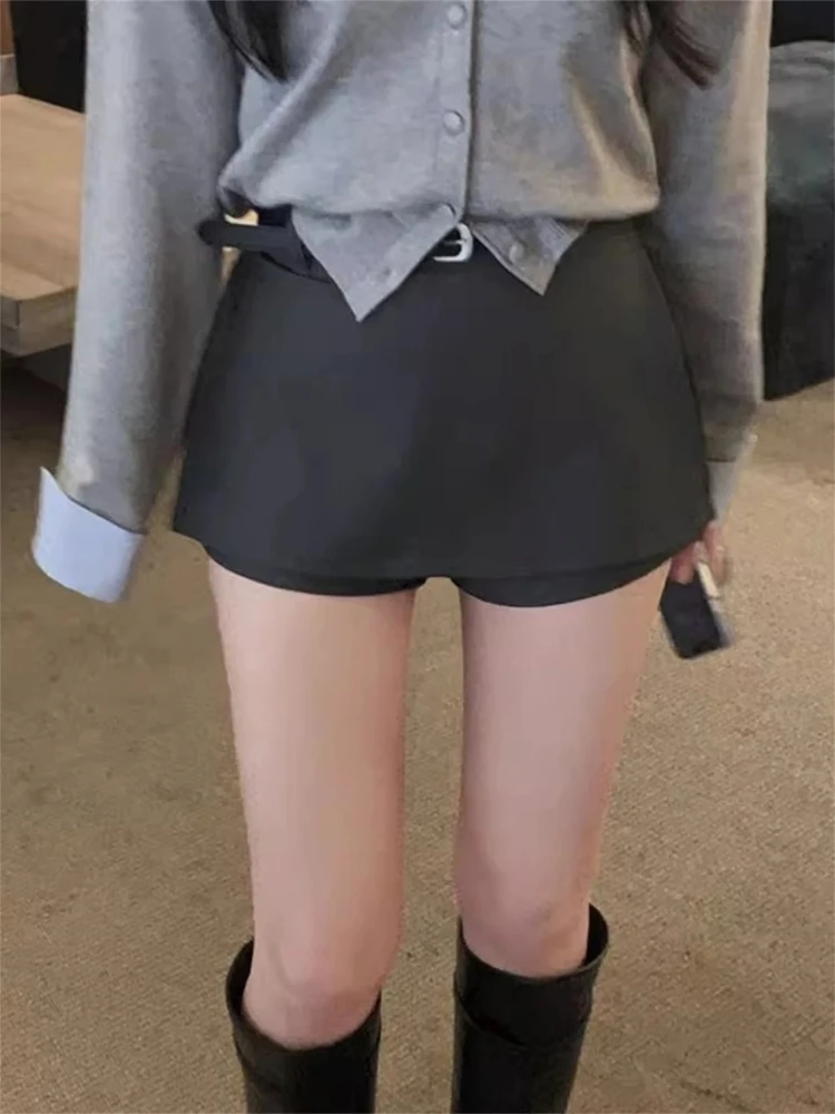 Suit Black Women's Korean Style Belted Half-length Skirt Commute Standard Fit Summer Collection High Waist A-Line Skirt