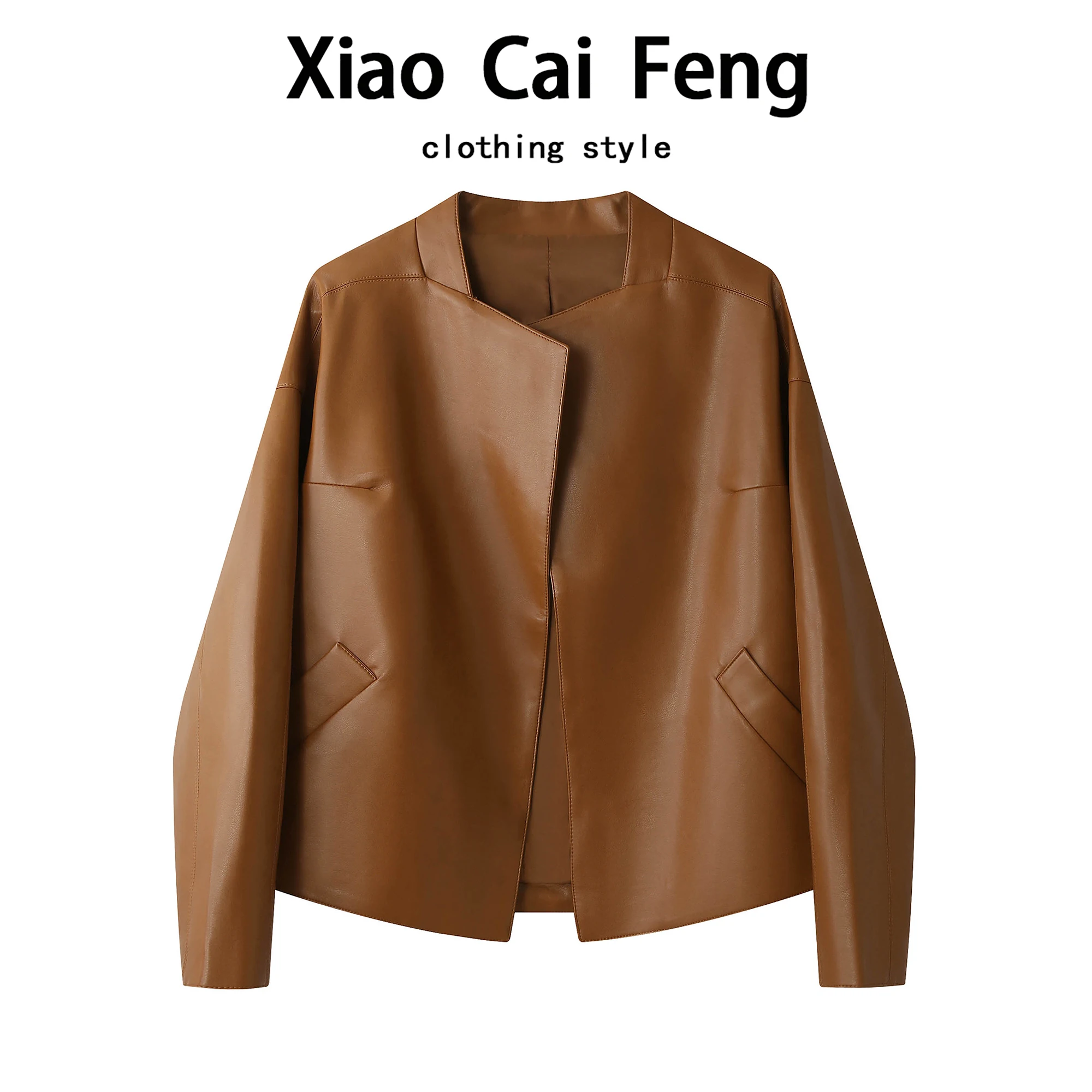 Damen Ort PU-Leder Jaet Taille-Cinching 2025, Frühling und Herbst, neuer SLE-High-End-Biker-Mantel mit lockerem Gürtel, schlankmachend, trendig