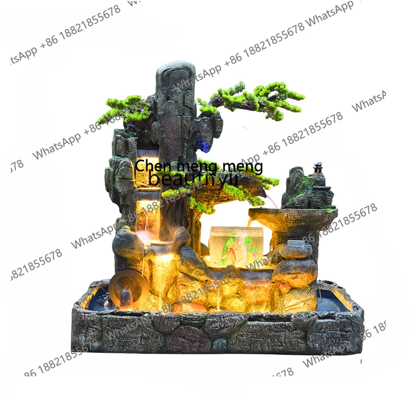 Double-sided rockery flowing water fountain fish tank water wheel outdoor decoration balcony landscaping ornaments