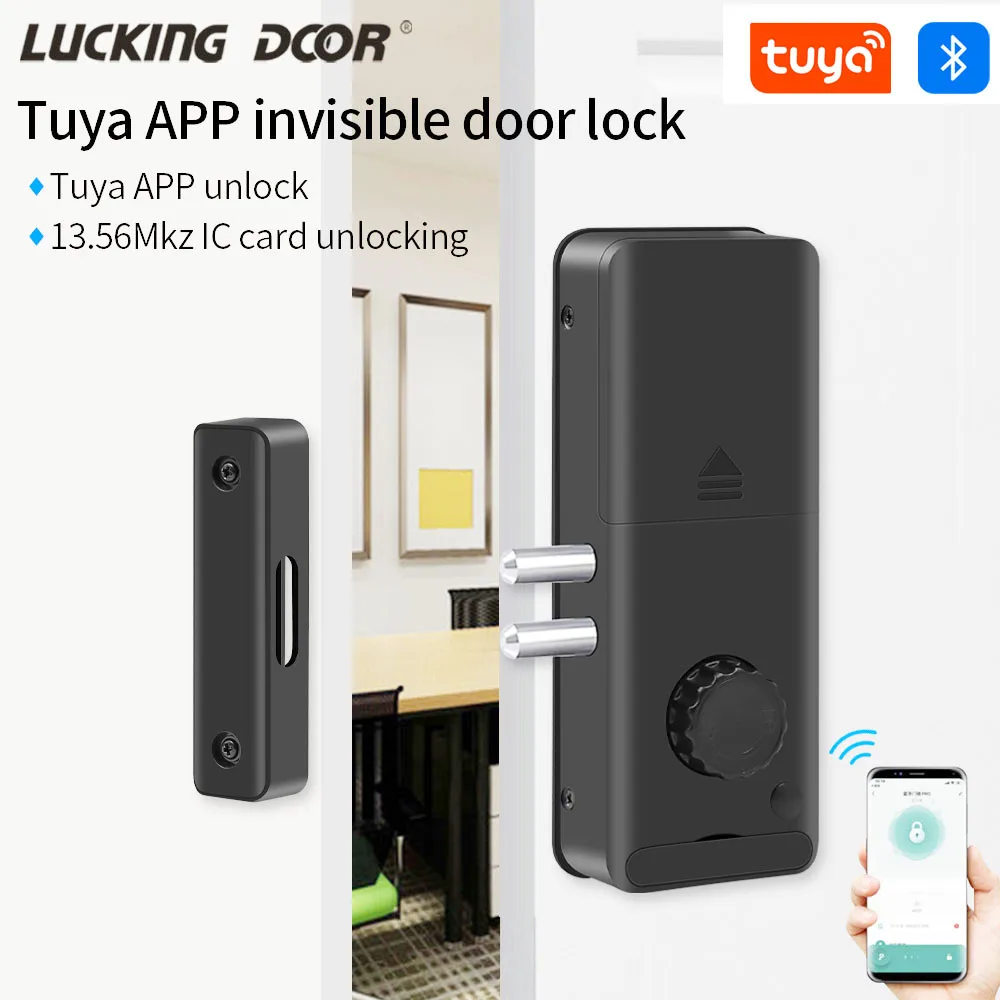 

Tuya APP Remotely Control IC Card Lock Invisible Automatic Motor Bolt Lock For Home Wooden Door No Drilling Hole Installation
