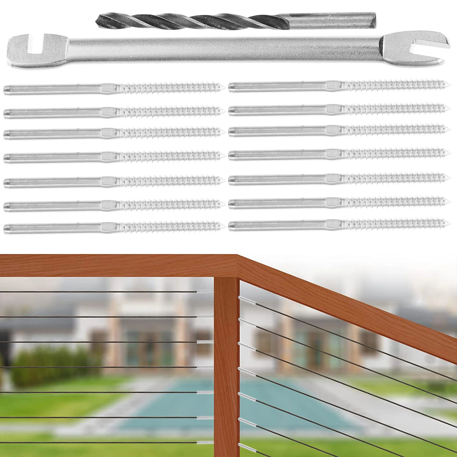 

1 set Wire Rope Hardware Stainless Steel Terminal Block Rigging Set Crimps Clamps Railing System Deck Screw 1 8 Lag Screws
