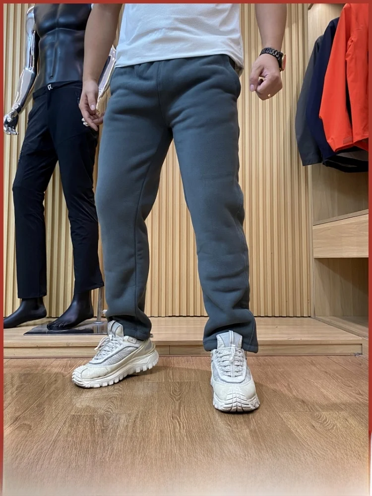 

Thiened Fce уличные мужские повседневные брюки осень-зима теплые мягкие удобные длинные брюки модные прямые брюки