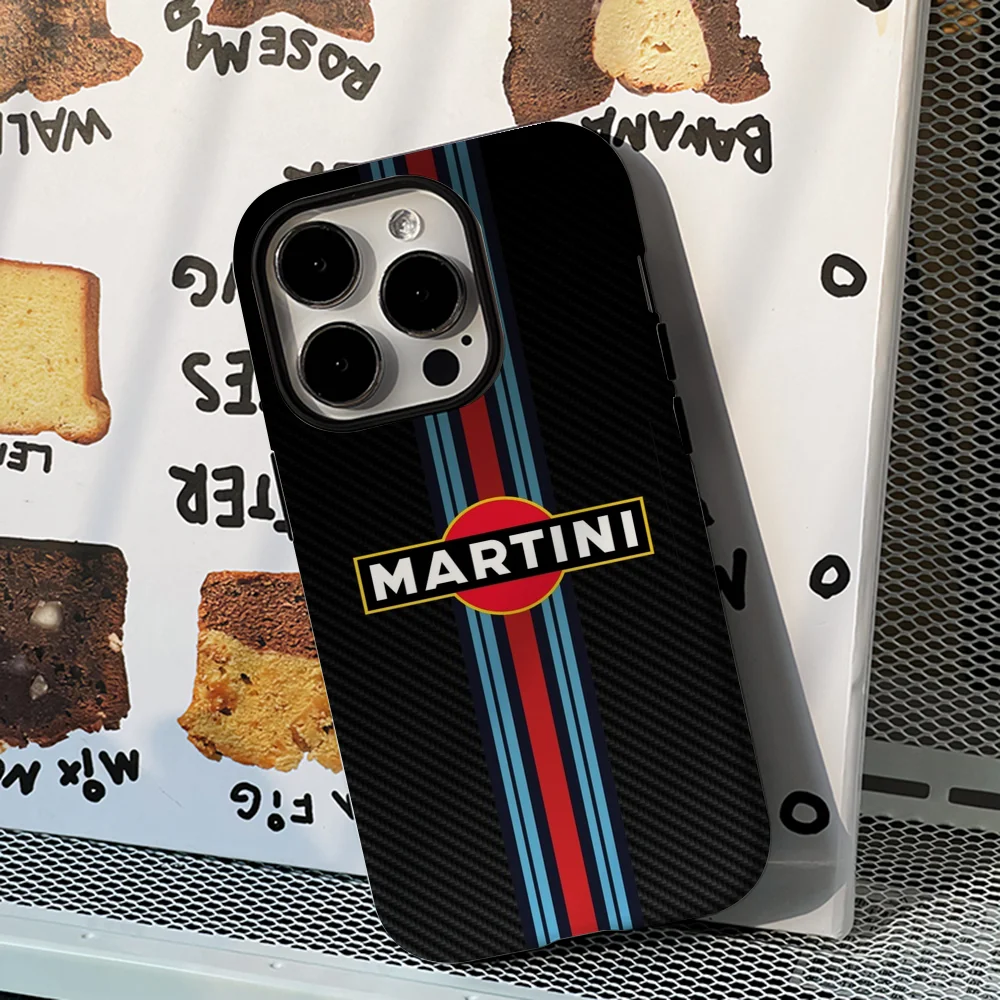 M-Martini R-Racing Stripes Phone Case Film Shell For IPhone 16 15 14 13 12 11 Pro Max Plus