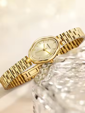 BERNY Gold Watch for Women Ladies Wristwatch Gold Quartz Jewelry Bracelet Set Minimalist Watch Multicolor Small Ladies Watches