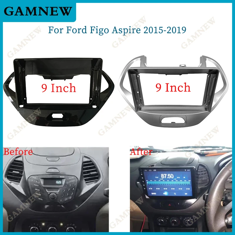Marco de salpicadero de Radio de coche, Panel de instalación de 2DIN, 9 pulgadas, para Ford Figo Aspire 2015-2019