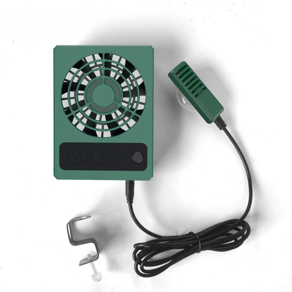 Smart Reptile Terrarium Fan with Adjustable Temperature Humidity Control, Digital Display and External Sensor