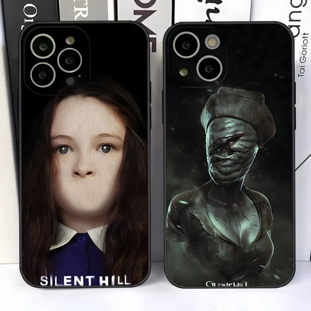 S-Silent Hill Horror Phone Case For iPhone 15,14,13,12,11 Plus,Pro,Max,XR,XS,X,7,8 Plus,SE,Mini Silicone Soft