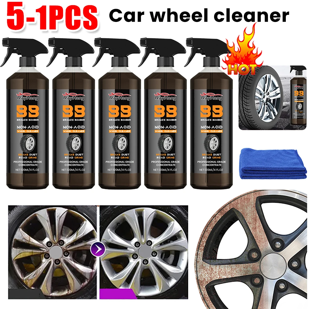 Automobile Wheel Cleaner 120ml Powerful Brake Cleaner Spray Car Wash Wheel Cleaning Spray for Cleaning Wheels and Tires