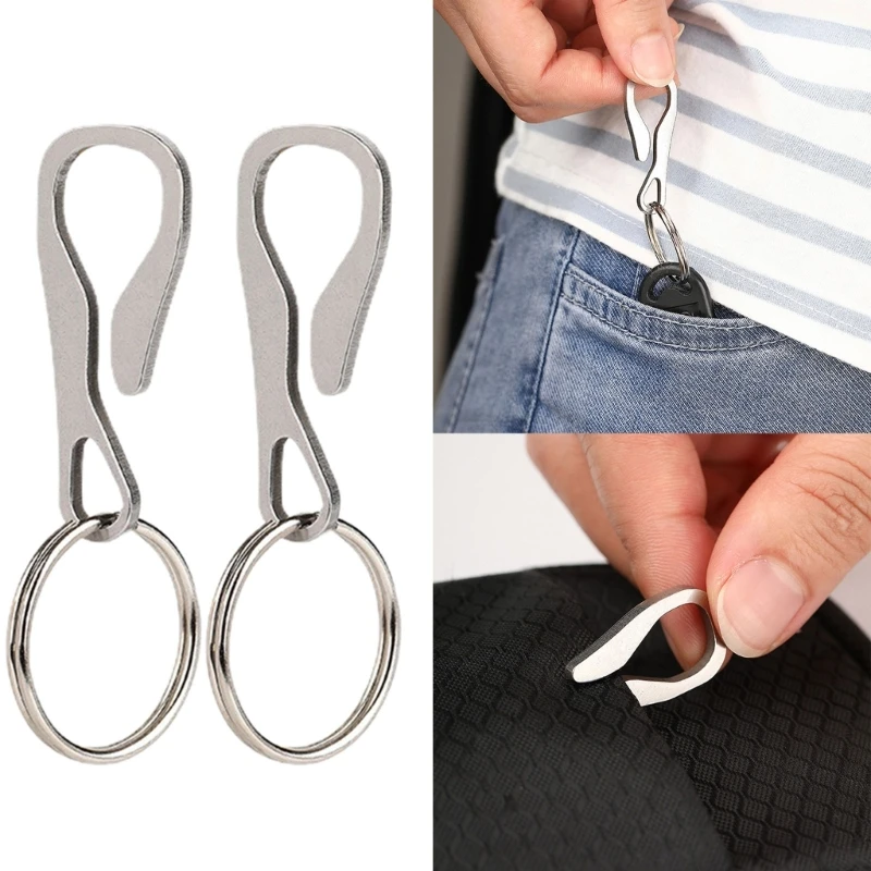 2PCS Multitools Stainless Steel Bag Waist Belt Hanging Clip Mini Metal Key Buckles Pocket Clips Carabiner Outdoor EDC Gadget