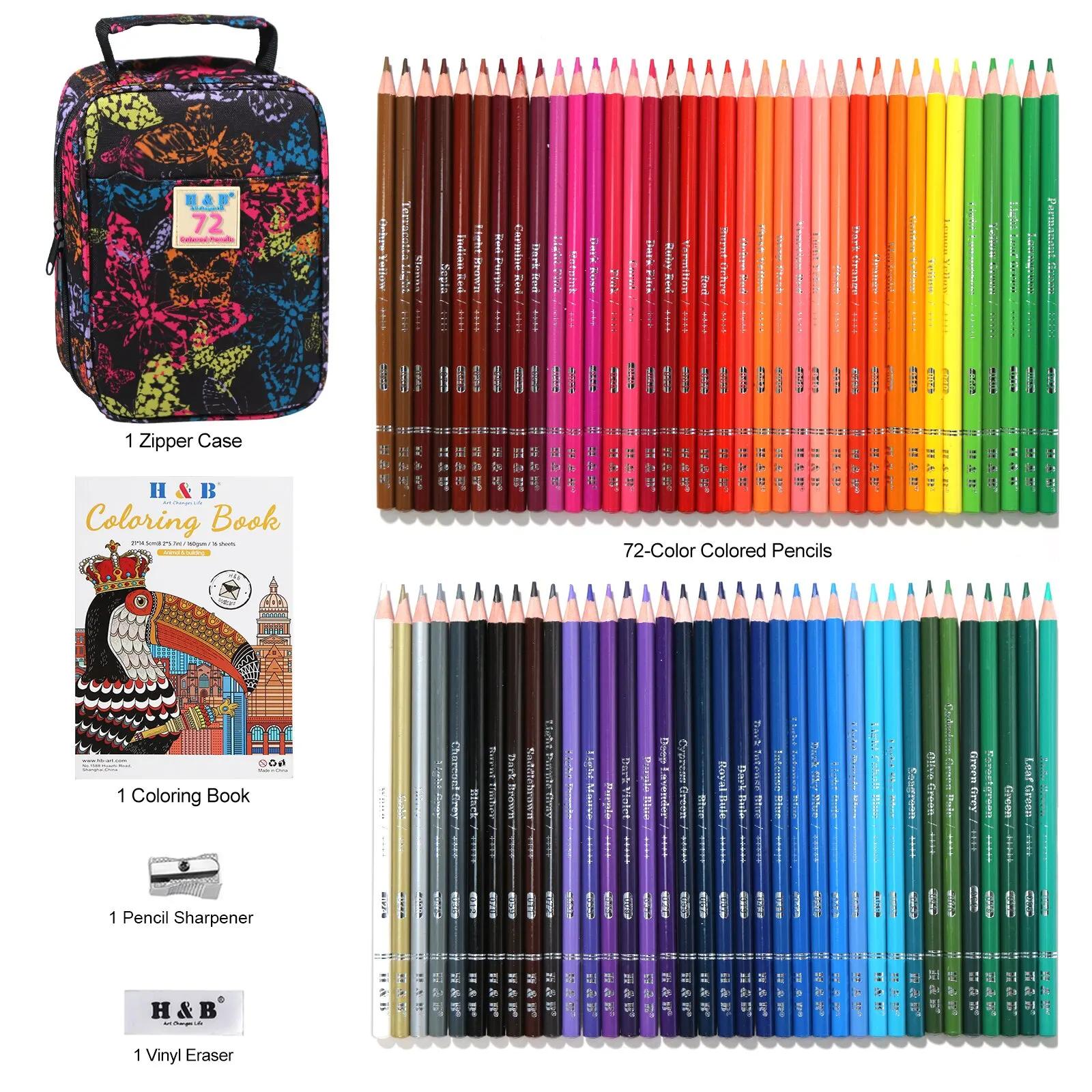 H& B 72 Oil Based Color Colored Pencils Set Coloring Book Artist Lapison Painting Perfect Drawing and Coloring Soft Oil-Based