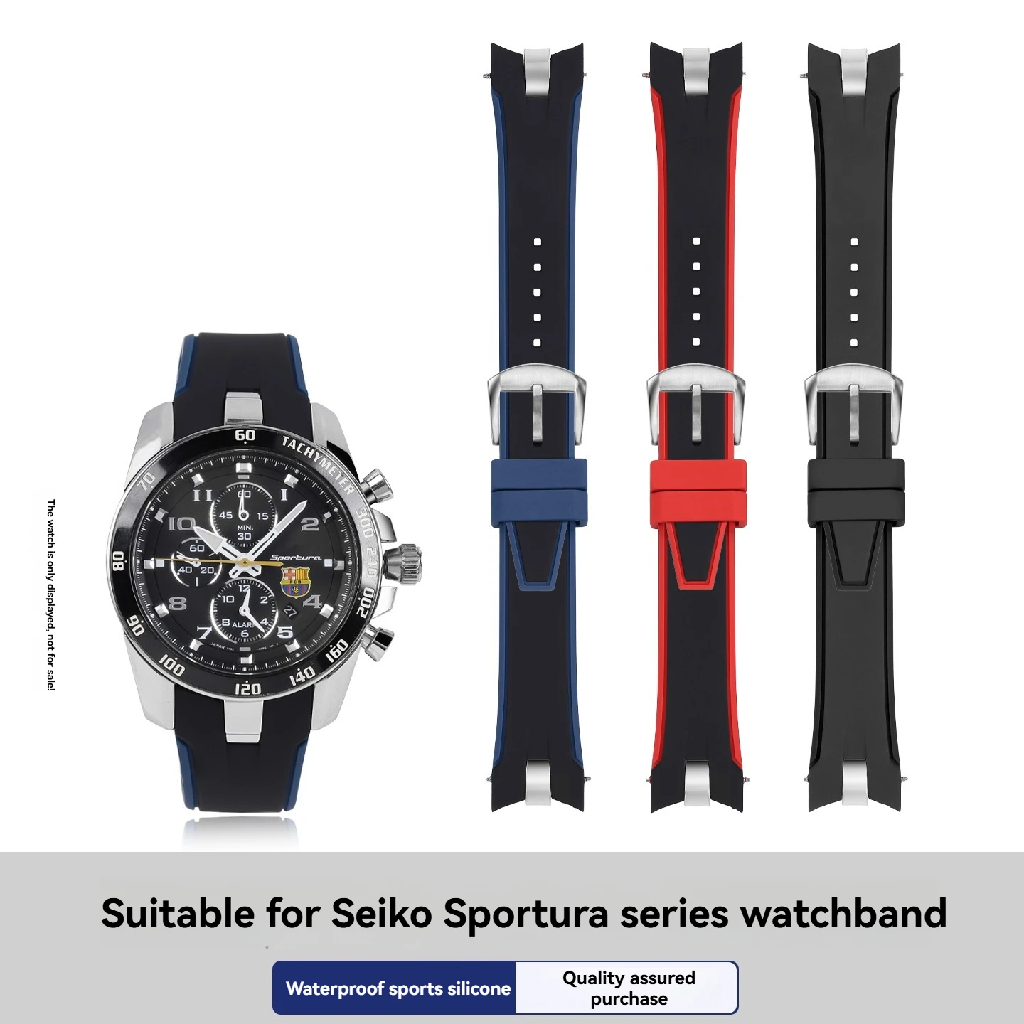 

Comfort & Fit Silicone Strap for Seiko Sportura,Waterproof Sports Replacement Band with Curved Ends for SNAE93J1 SPC089 SSNAE87
