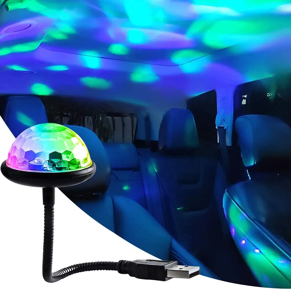 Mini Disco DJ Iluminação Sound Party Lights, Auto USB Party Lights, Multi Color Car Atmosfera Decorações Lâmpada, Magic Strobe Light
