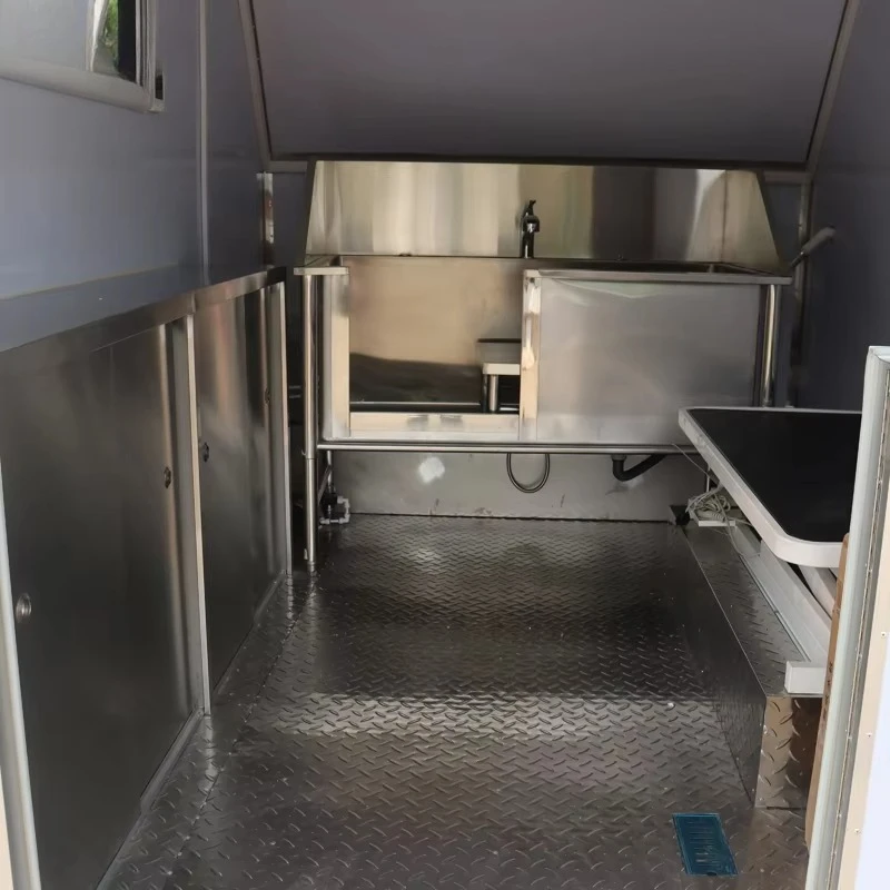 Customizable Mobile Dog Grooming Van Trailer Glass Fiber Body with Grooming Table and Bath System for Pet Salon Startup