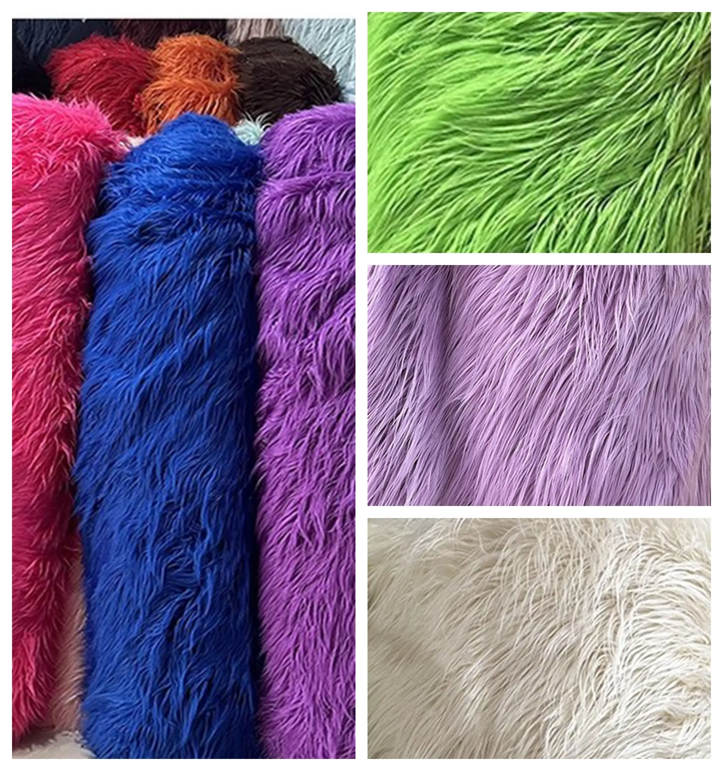 Soft Long Drowning Hair Plush Fabric By Half A Meter for Clothes Dolls Decoration Toys Diy Sewing Fur Cloth Thicken Purple Black