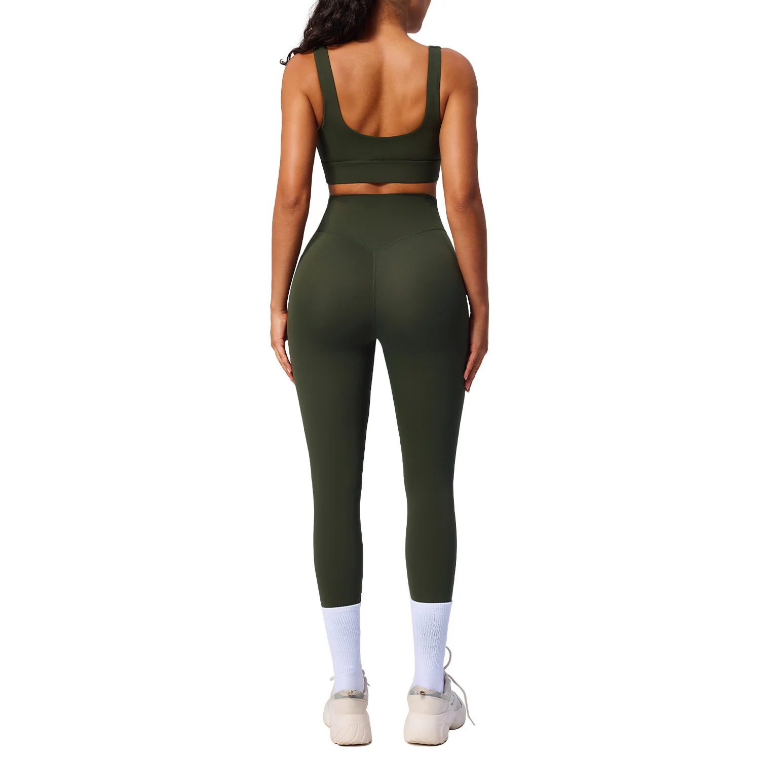 Women New Sport Slimming Outfit High Waist Tummy Control Yoga Set With Pockets Stretchy Breathable Workout Fitness Clothes