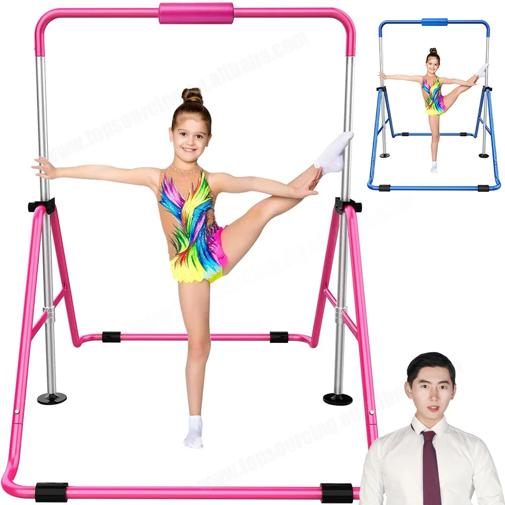 

Folding Gymnastic Horizontal Bars Height Adjustable Junior Training Bar for Home Safly Fun Expandable Gymnastics Bar for Kids