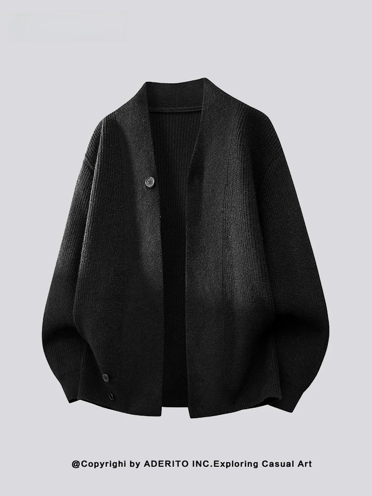 

Loose Fit V-Ne Knitted Cardigan Sweater Trendy Brand Autumn Winter Men's irt Casual Comfortable Long Sve Polyester Fiber