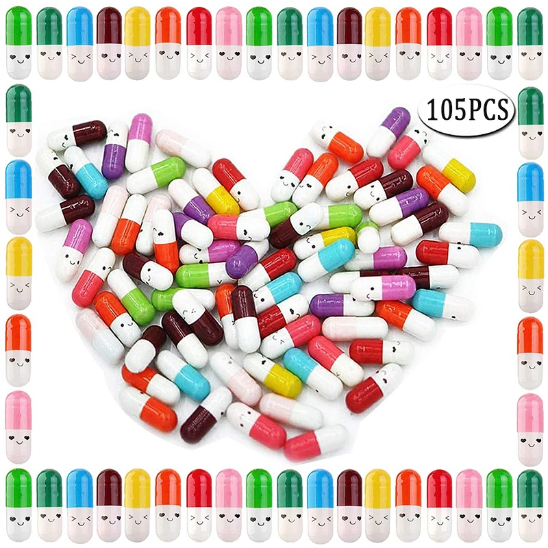 105pcs Message Capsules Letter Love Pill Transparent Color Mini Wish Paper Notes Bottle Wedding Birthday Party Valentine Gifts