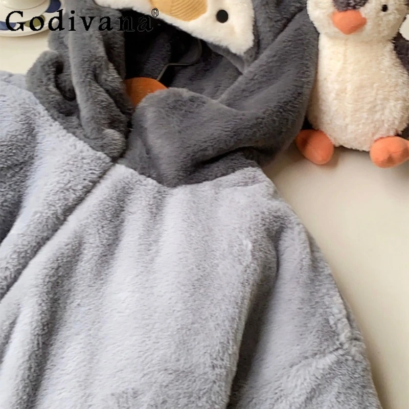 Manga longa fofo macio casaco bonito para mulheres original com capuz bonito parkas de algodão feminino estilo japonês solto doce parkas