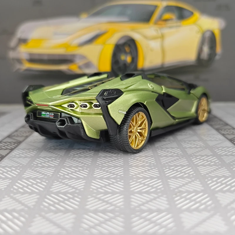 

Модель суперкара Lamborghini Sian из сплава, масштаб 1:32, с открывающимися дверями и капотом, настольное украшение для автомобиля, подарок.