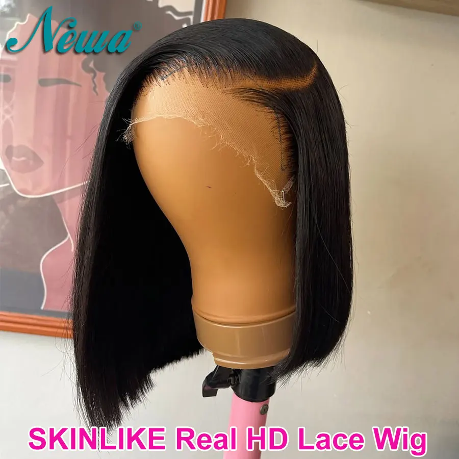 

13x4 Невидимый HD Кружевной Фронтальный Полный Парик Короткие Боб Парики Предварительно Сорванные Боковые Части Парики Человеческих Волос Skinlike Real HD Парики Фронта Шнурка