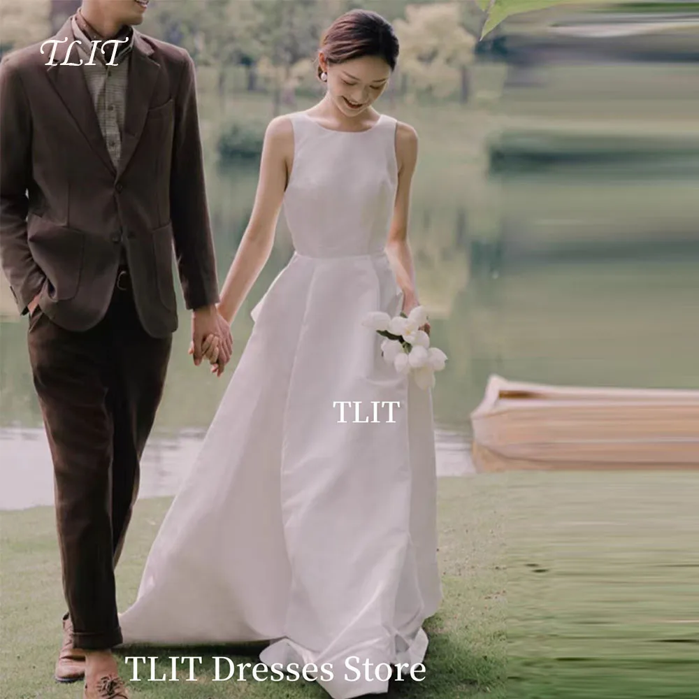 

TLIT белое вечернее платье из тафты Simpie длиной до щиколотки, элегантное свадебное платье по индивидуальному заказу, платье для выпускного вечера с открытой спиной для фотосессии