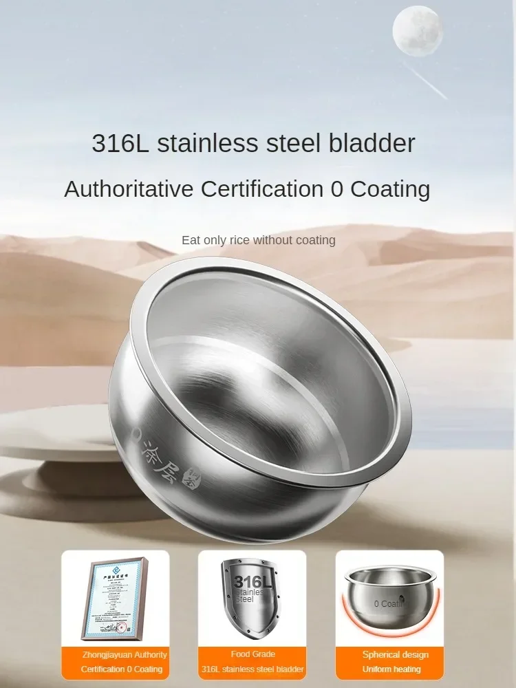 220V 3L หม้อหุงข้าวไฟฟ้าในครัวเรือนอาหารเครื่องทําอาหาร 0 เคลือบ 316L สแตนเลสด้านใน