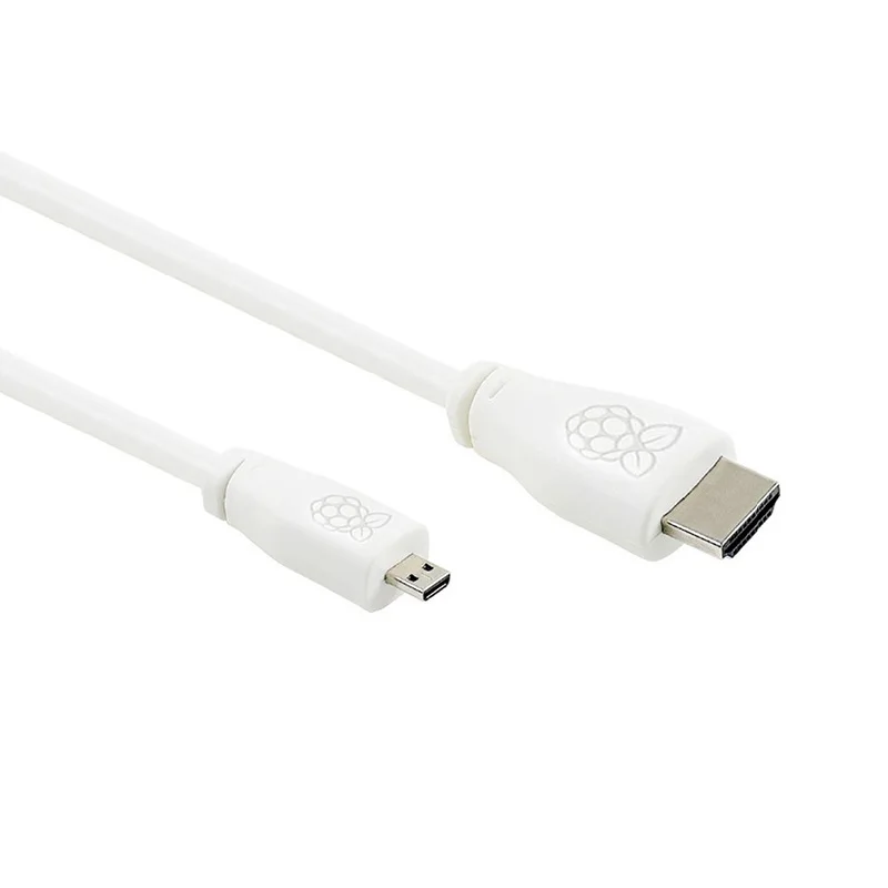 Cable Micro compatible con HDMI para Raspberry Pi 4, Cable oficial 4Kp60, línea de Video blanca diseñada para Raspberry Pi 4 Modelo B 4B