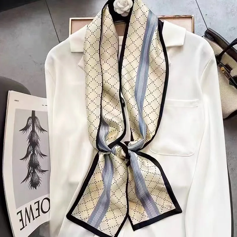 

Shirt Decoration Sunscreen Silk Scarfs Female Hair Band Skinny Scarf NeckTies Women Bag Long Scarves Neckerchief Foulard Lady