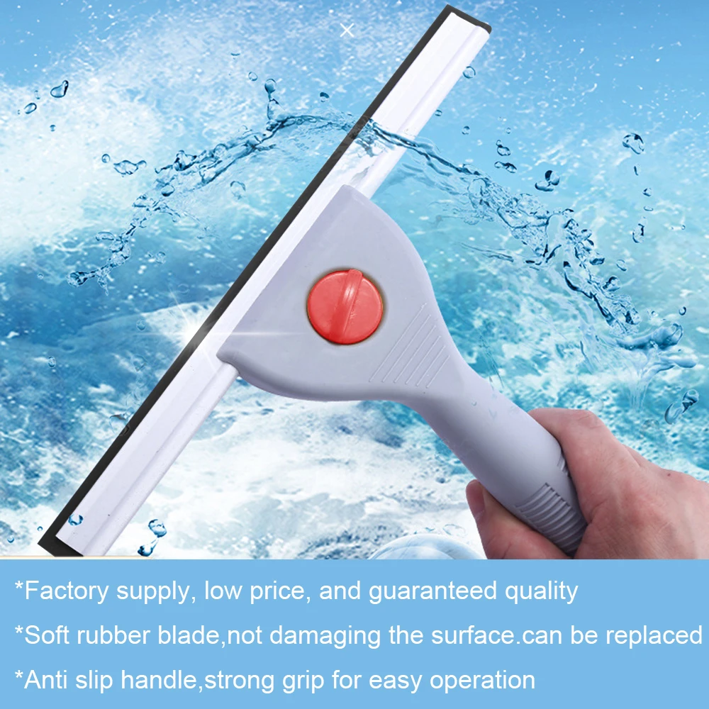 6/10/14/18in Household Glass Wiper Cleaning Bathroom Mirror Cleaner With Silicone Blade Hook Car Shower Squeegee Window Scraper