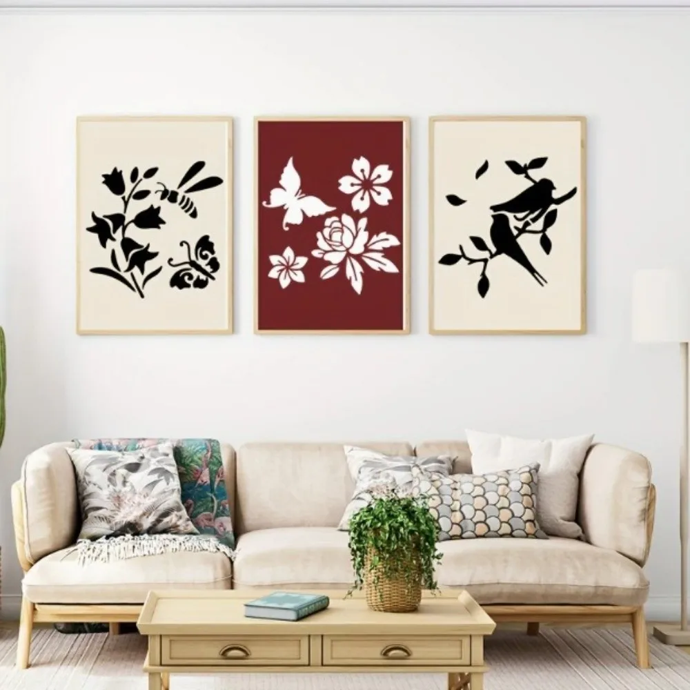 7/9 Pack PET Painting Stencils Butterfly Reusable DIY Art Templates Wall Art Use Birds Flowers Spray Paint Stencils Home Decor