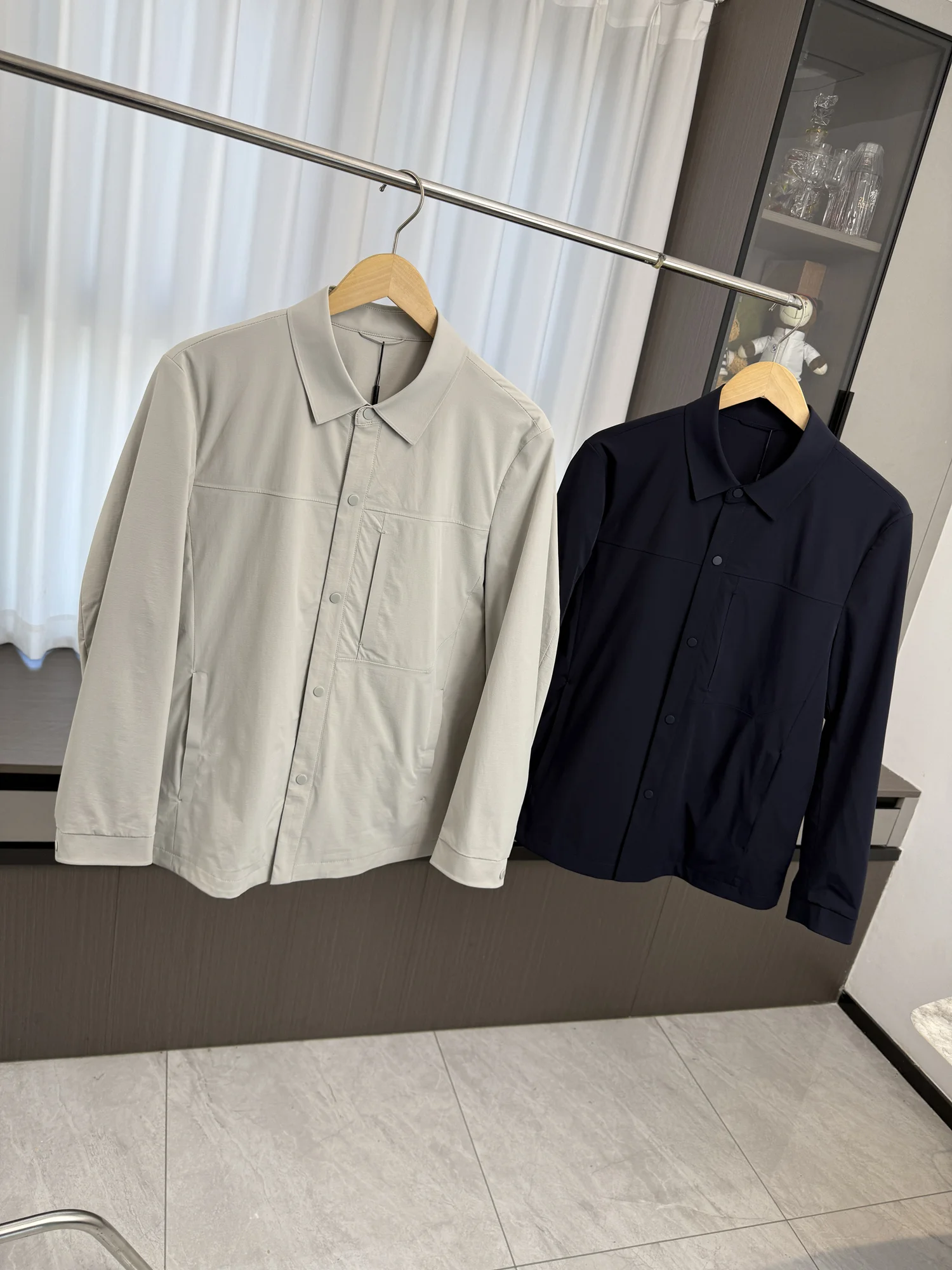 

Casual Sle Men's Jaet Comfortable Commute Spring Outerwear Faionable Stand Collar Windproof Long Sve