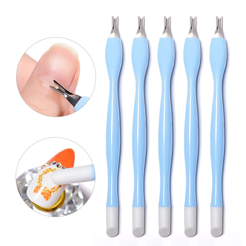 

5PCS Cuticle Pusher Stainless Pusher Nail Art Fork Manicure Tool For Dead Skin Fork Nipper Pusher Trimmer Cuticle Remover Tool