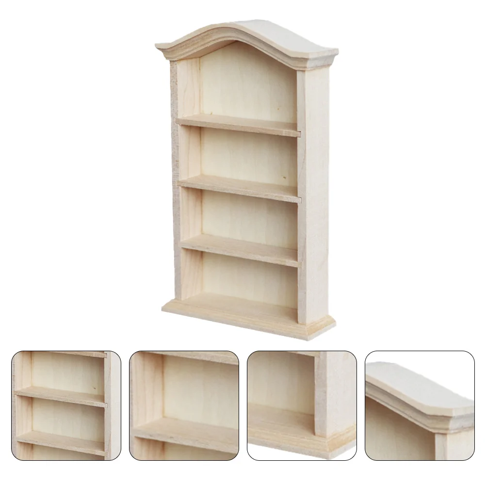 Dollhouse Bookcase Storage Rack Wooden Shelves Model Decorate Mini Accessory Home Child Simulation
