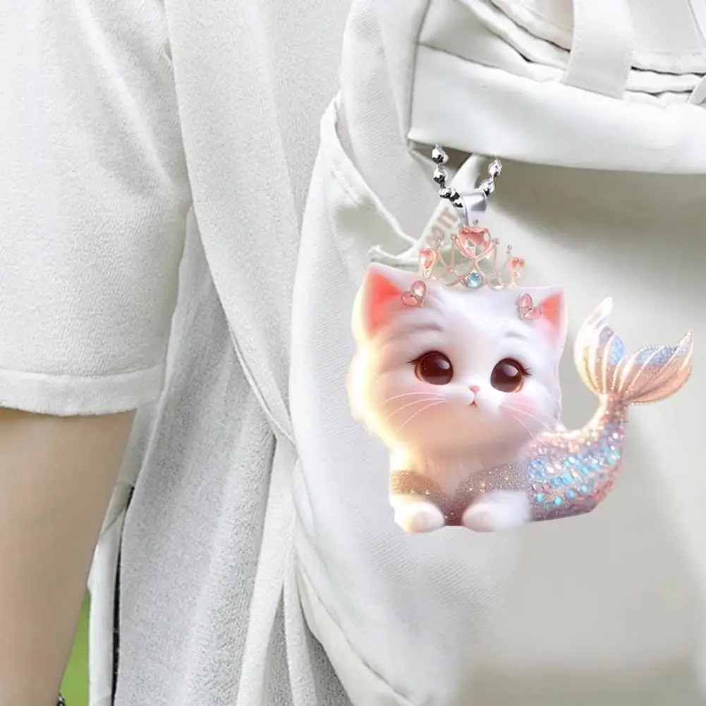 Cat Christmas Ornament Acrylic Hanging Decoration Car Mirror Charm Cute Kitty Car Accessories For Tree Bag Keychain 자동차 펜던트