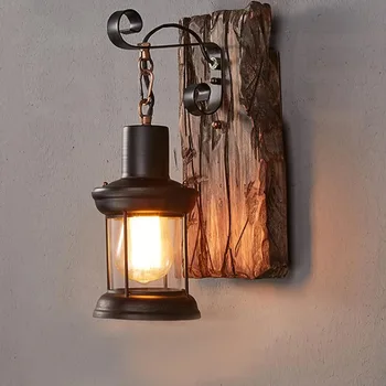 Rustic Industrial Wood Wall Sconce 1