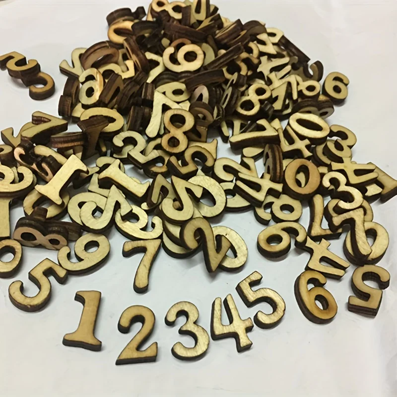 100 Pcs Wooden Numbers Blank  Unpainted Wooden Numbers Mini Blank Wood Numbers for Scrapbooking