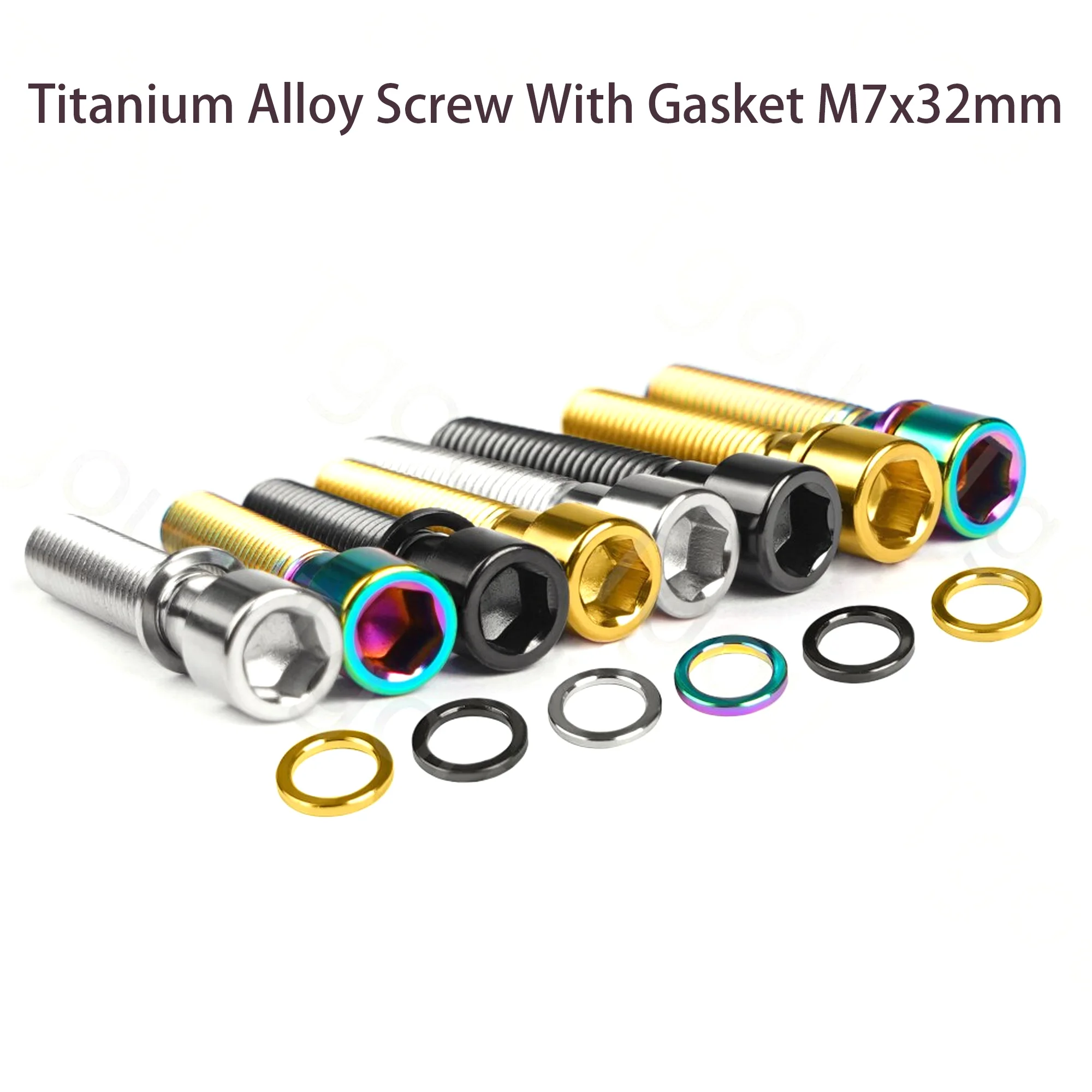 Titanium Screw M7x32mm Hexagon Socket Head with Washer Bike Motorcycle Modification Lightweight Rustproof High Strength