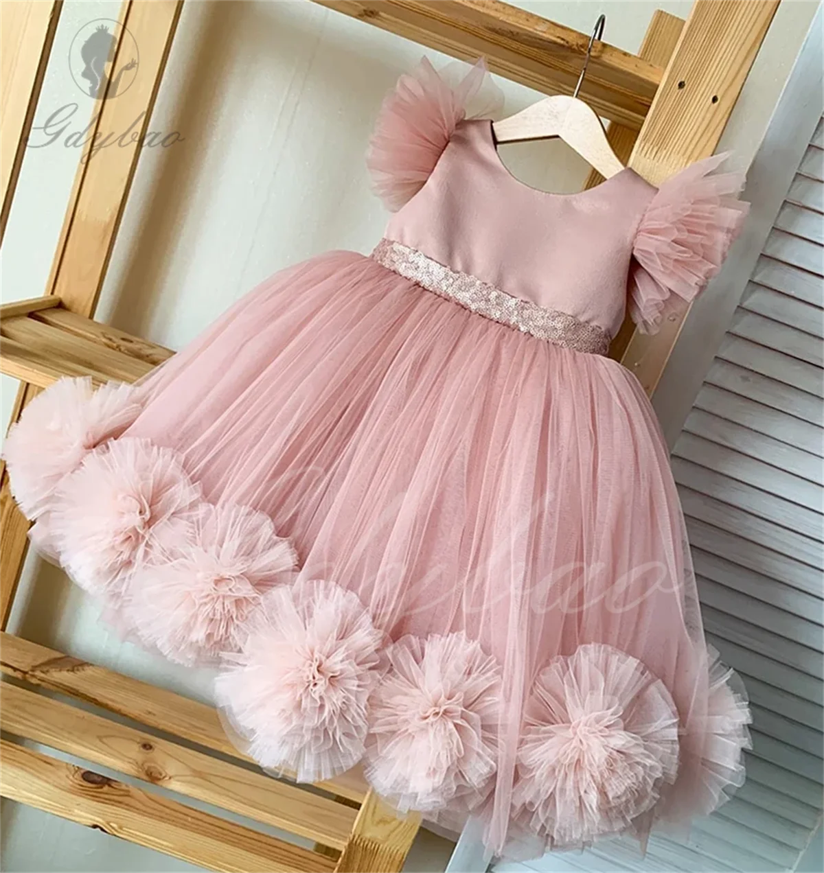 Girl Princess Pearl Bow Dress Sleeveless Infant Toddler Girl Vintage Vestido Party Pageant Birthday  Flower Girl Dresses