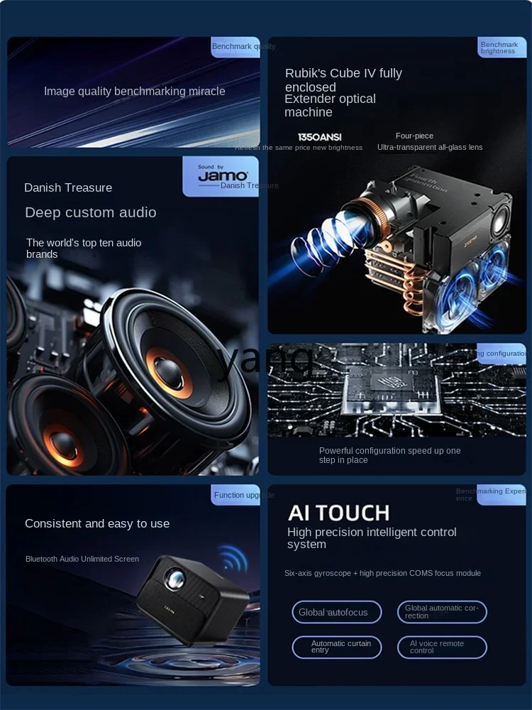LHH  Home Living Room Wall Projection 1080P Ultra HD Intelligent Voice Home Theater Bedroom Projector