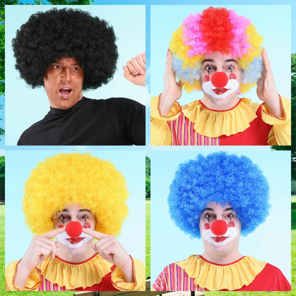 1pc Halloween Clown Afro Frisur flauschige explosive Kopf Perücke lustige Haustier Clown Bouffant Perücke bunte lockige Perücken Cosplay Haar Perücken
