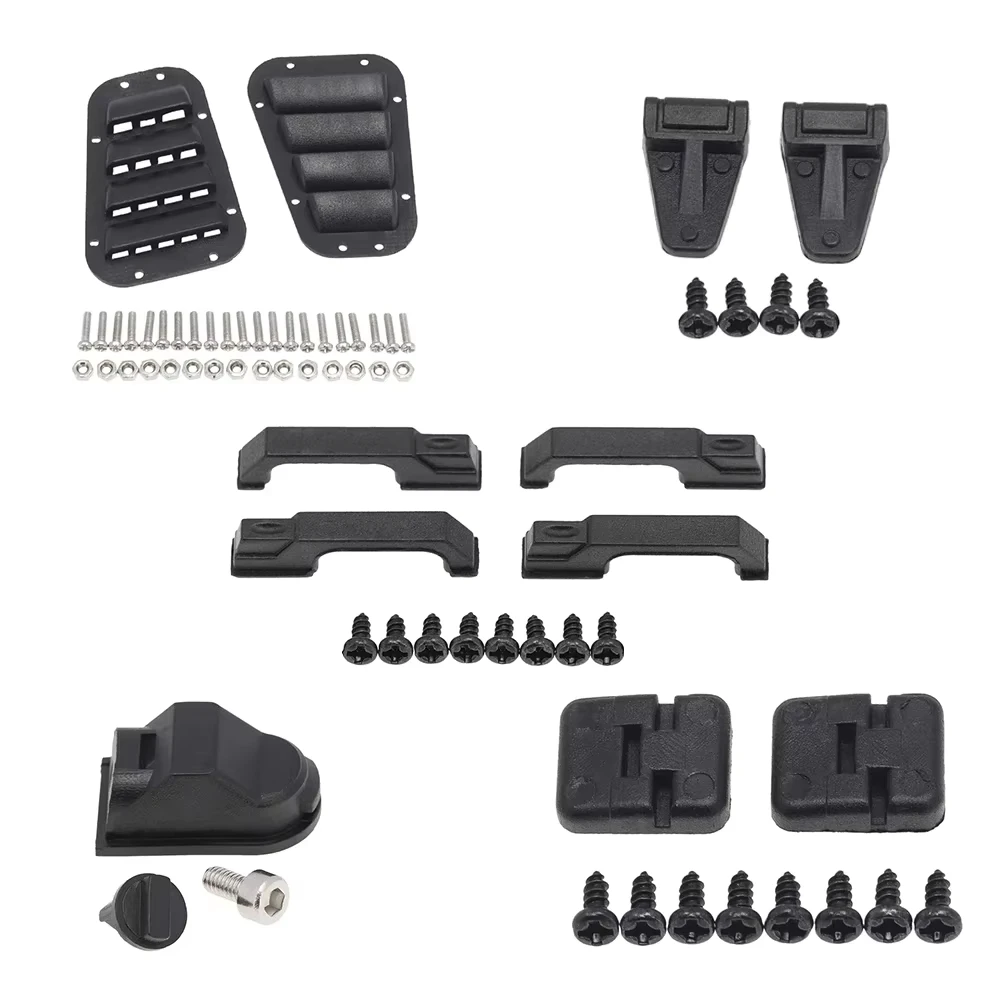 1/10 RC Crawler Exterior Detail Upgrade Set – Door Hinges, Hood Grille, Handles, Engine Cover, Fuel Cap for TRX-4 Defender D90