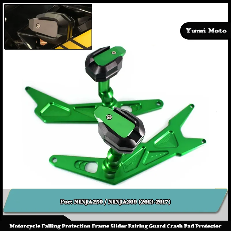 

Motorcycle CNC Frame Slider Crash Pad Falling Protector Protection For KAWASAKI NINJA250 NINJA300 NINJA 250 300 2013-2017